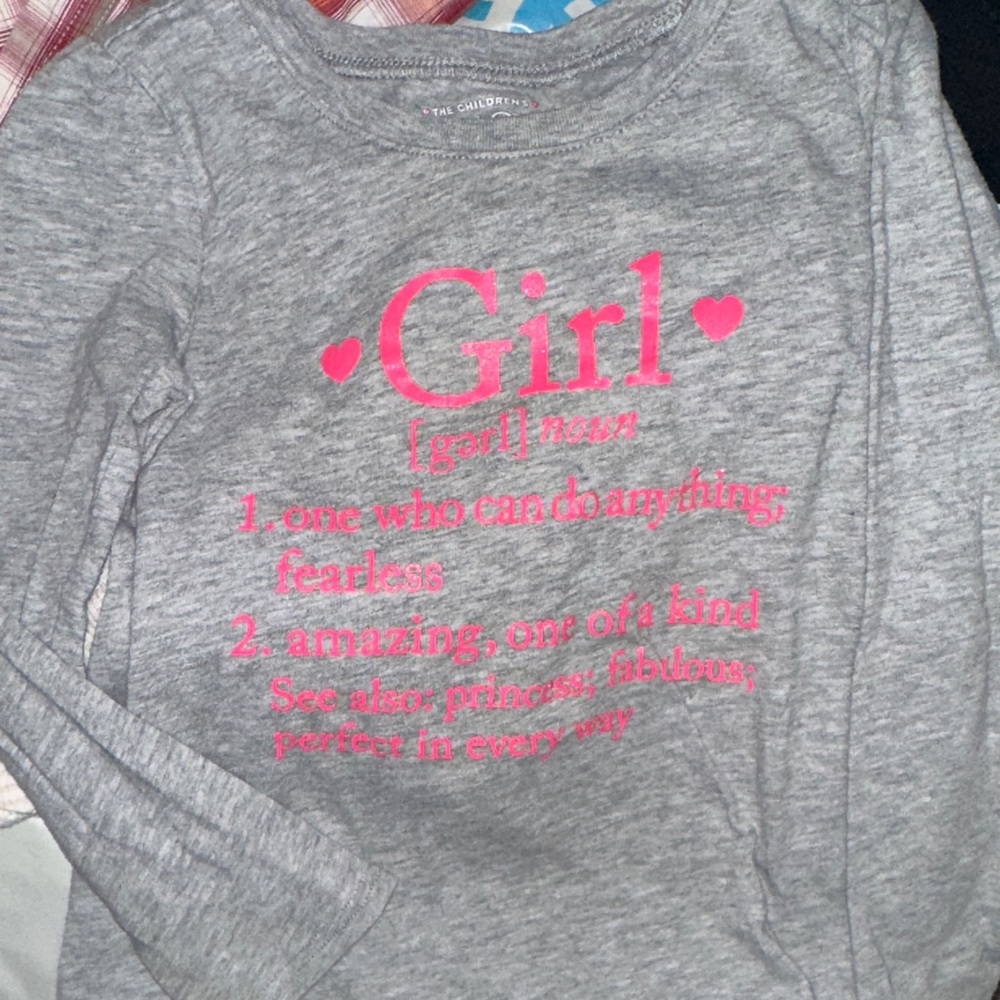 The Children's Place Heather Gray and Pink Long Sleeve Tee